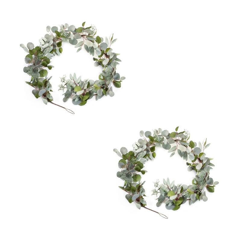 Set of 2 Eucalyptus Artificial Garland 6' x 9", Unlit