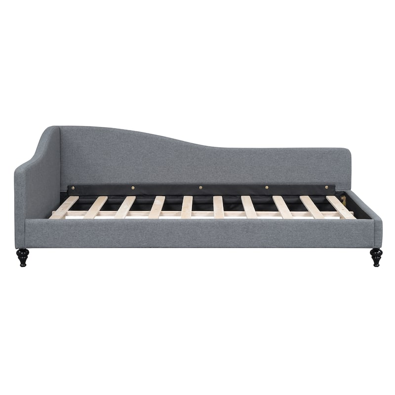 L-Shaped Linen Daybed,with Solid Wood Legs