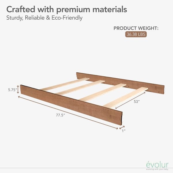 dimension image slide 0 of 6, Evolur Convertible Crib Wooden Full-Size Bed Rail