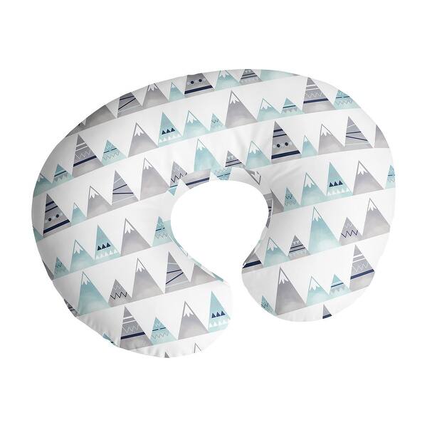 slide 2 of 6, Watercolor Mountains Collection Nursing Breastfeeding Pillow Cover Case (Pillow Not Included) - Navy Blue Aqua and Grey Aztec