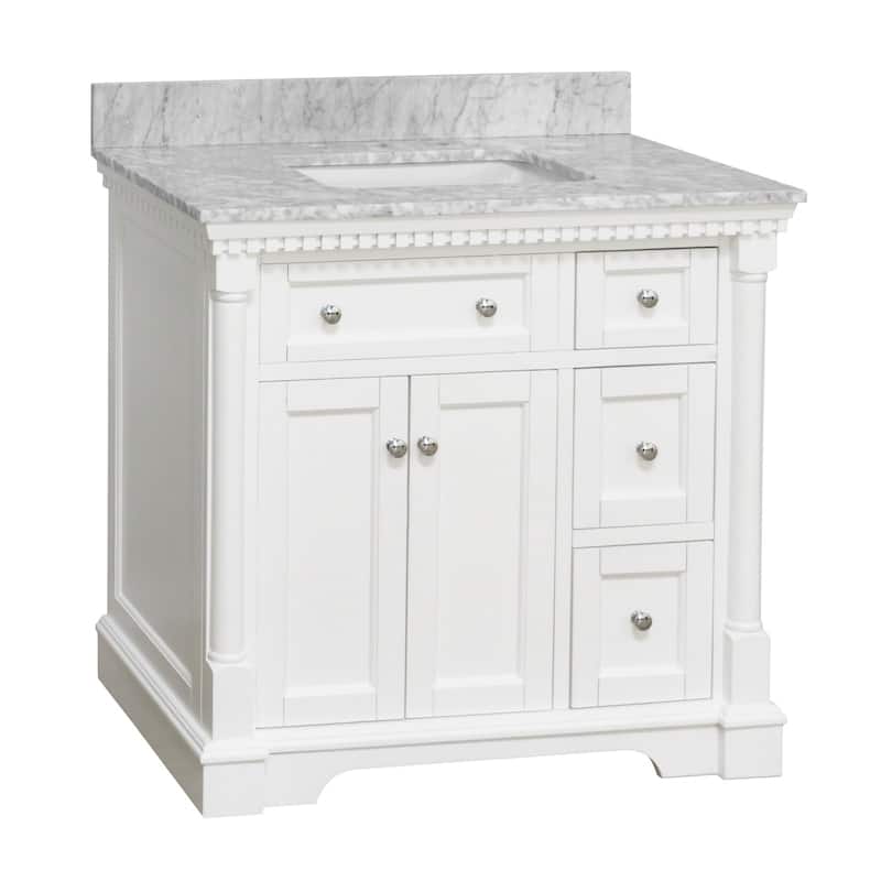 KitchenBathCollection Sydney 36" Bathroom Vanity with Carrara Marble Top