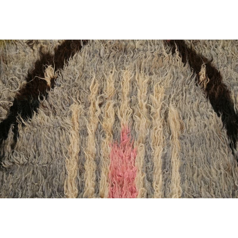 Hand Knotted Oriental 100% Wool Carpet Modern Tribal Greys & Charcoal Moroccan Area Rug - 8' 10'' X 6' 10''