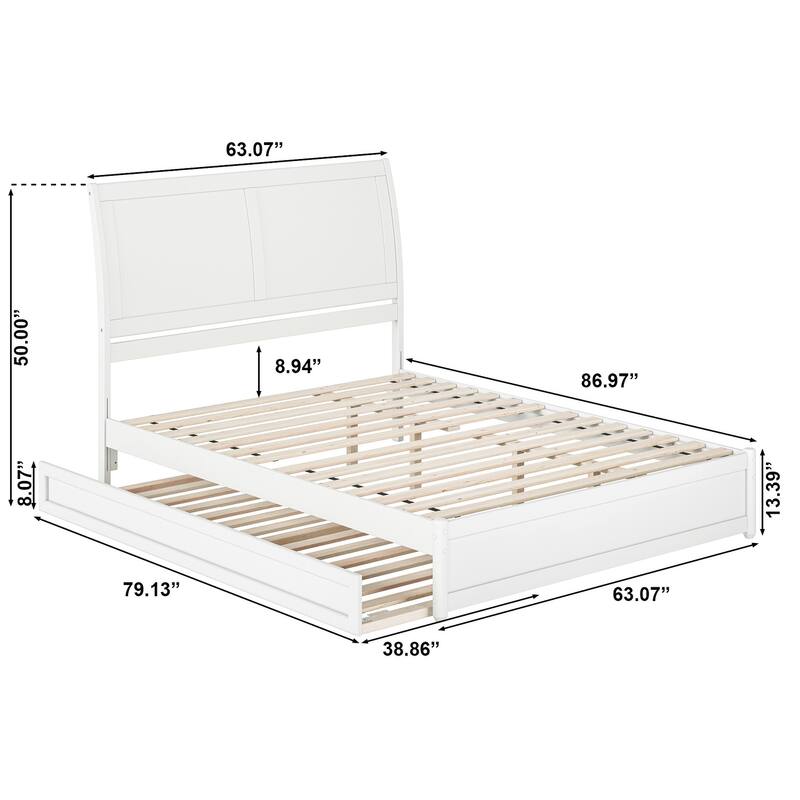 Andorra Platform Bed with Panel Footboard and Twin XL Trundle