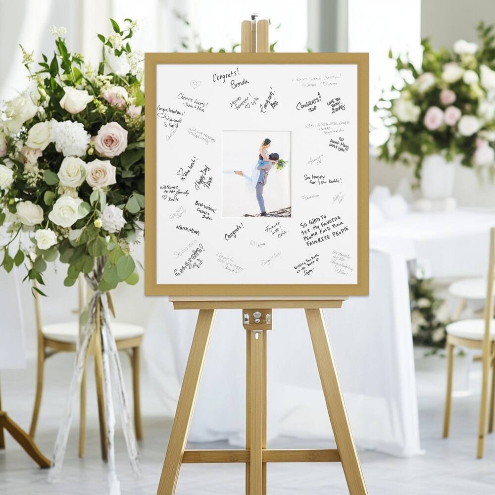 Grace Signature Mat Picture Frame - Autograph Photo Frame Guest Book Alternative for Weddings, Graduations, or Retirement