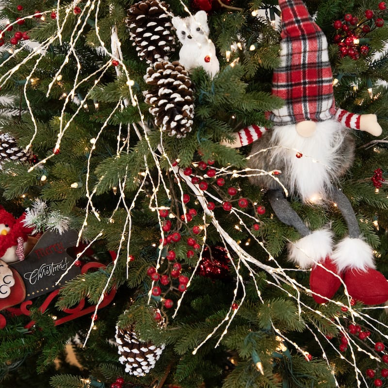 6' x 6" White Christmas Garland With Jingle Bells, Warm White Lights
