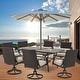 preview thumbnail 12 of 41, EROMMY Outdoor Dining Set, Swivel Rocking Chairs, Rectangular Table w Umbrella Hole, Patio Furniture Set for Backyard 7-Piece