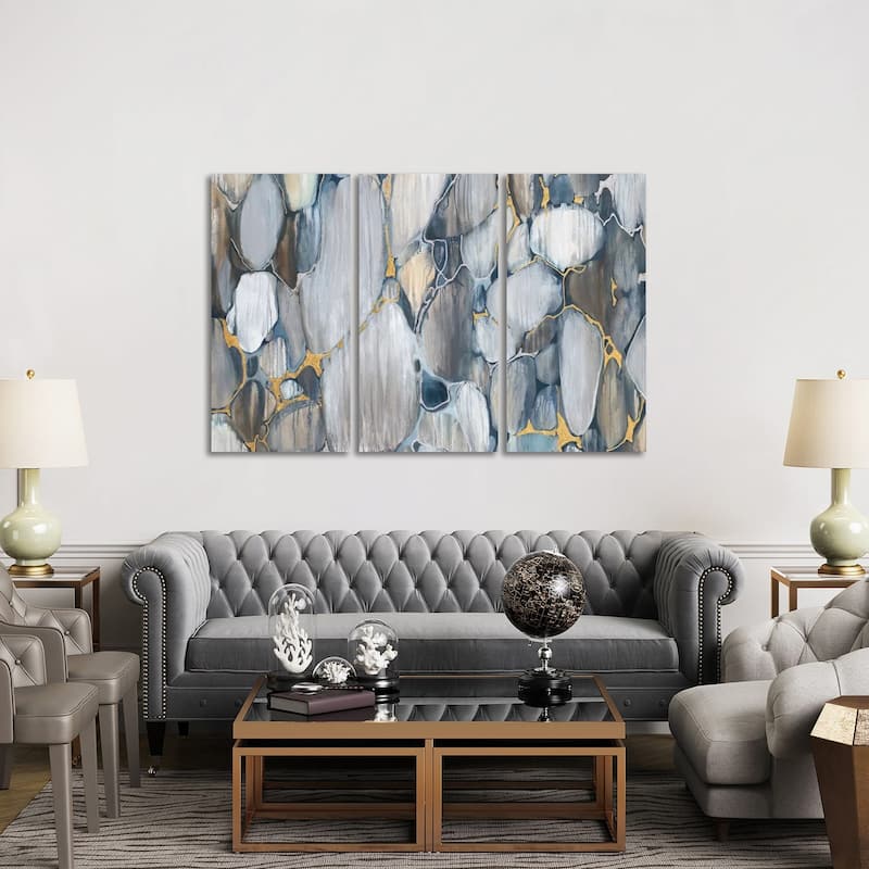 iCanvas "River Rocks" by Liz Jardine 3-Piece Canvas Wall Art Set - 40x60x1.5