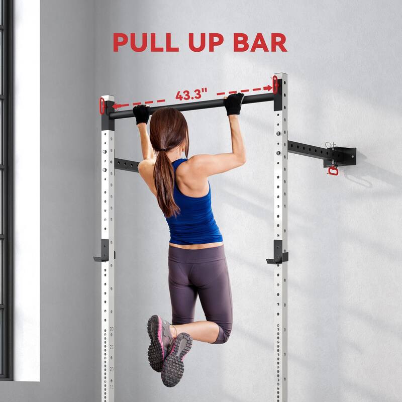 Wall-Mounted Home Gym Squat Rack, Supports Up to 1000 lbs - 48" L x 23.6" W x 89.8" H