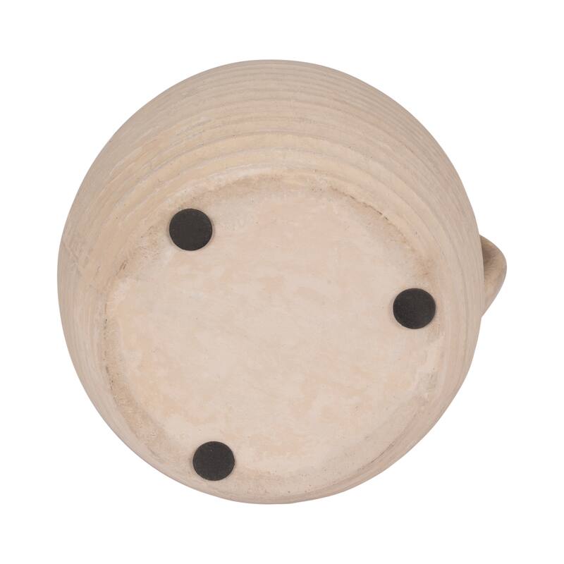 Sagebrook Home Ivory Paper Mache 10" Pitcher Vase - Rustic Elegance, Artisan Crafted