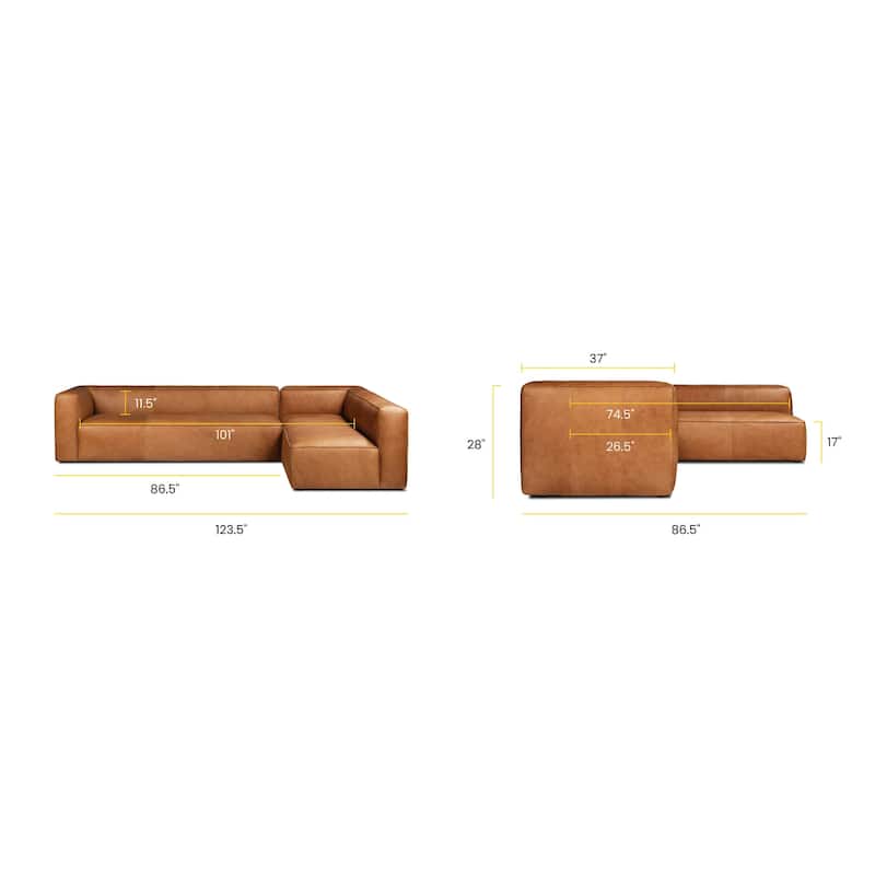 Poly & Bark Piazza Reversible Corner Sectional Sofa in Saddle Tan