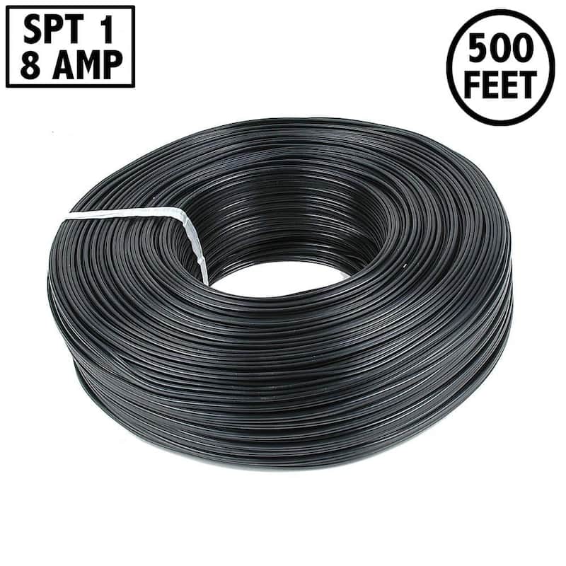 Novelty Lights 500 Foot Zip Cord Wire, Black, 18 Gauge, SPT-1 - Small