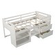 preview thumbnail 14 of 46, Wood Twin Loft Bed with 2 Shelves & 2 drawers for Bedroom(Antique Gray)