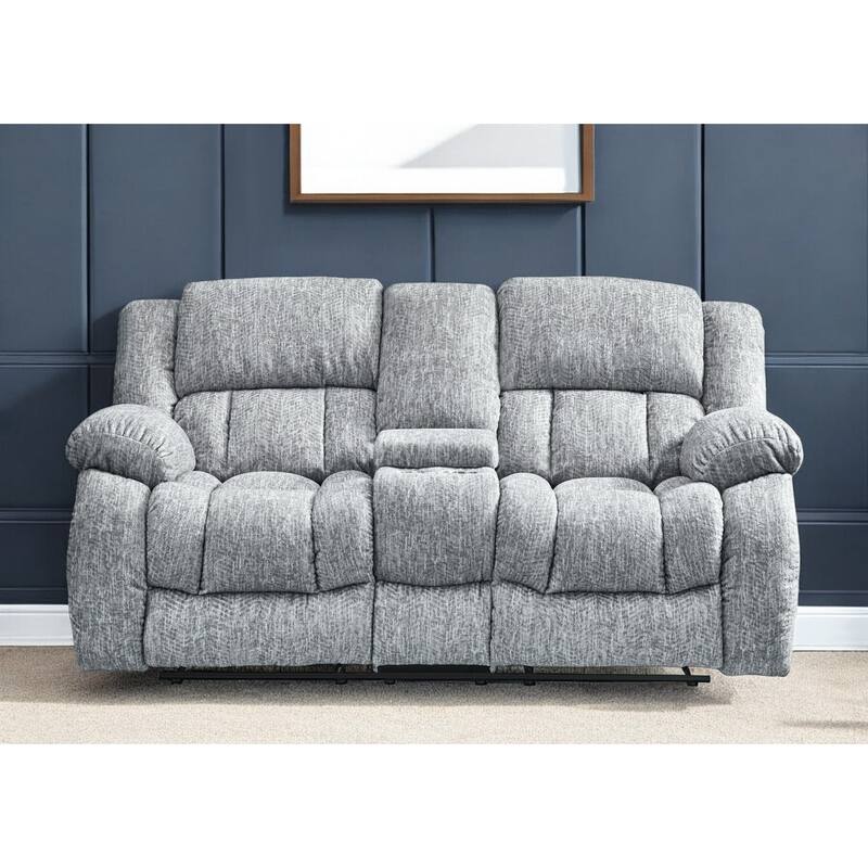 77" Light Gray Manual Reclining Loveseat With Storage - Grey