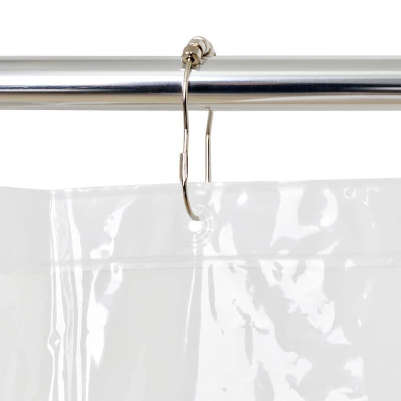 Utopia Alley 71x71inch 3G Clear PEVA Shower Liner - with Rust-Proof Stainless Steel Double Roller Ball Shower Hooks
