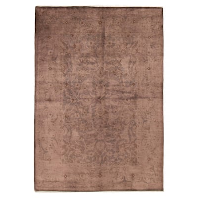 ECARPETGALLERY Hand-knotted Vibrance Dark Brown Wool Rug - 6'1 x 8'9