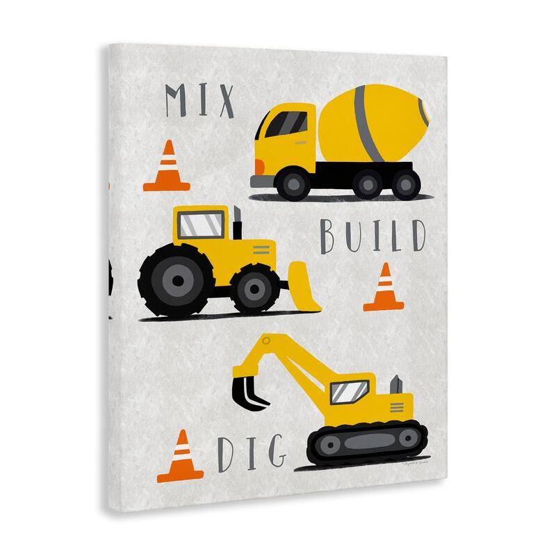 Stupell Mix Build Dig Trucks Canvas Wall Art Design By Elizabeth Tyndall