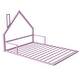 preview thumbnail 6 of 6, Metal House Floor Bed Pink Full Size Bed Frame with Headboard