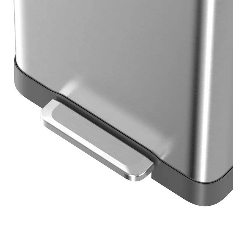 Silver Steel 20-Gallon Step-On Rectangular Kitchen Trash Can