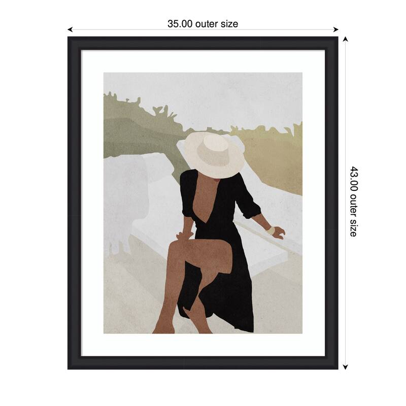 Kate and Laurel Framed Art Elegant Woman in Hat by July Art Prints