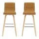 preview thumbnail 89 of 120, Skara Swivel Bar Stool, Upholstered Bar Height Chair with Bentwood Frame Set of 2 - Camel Faux Leather & Oak