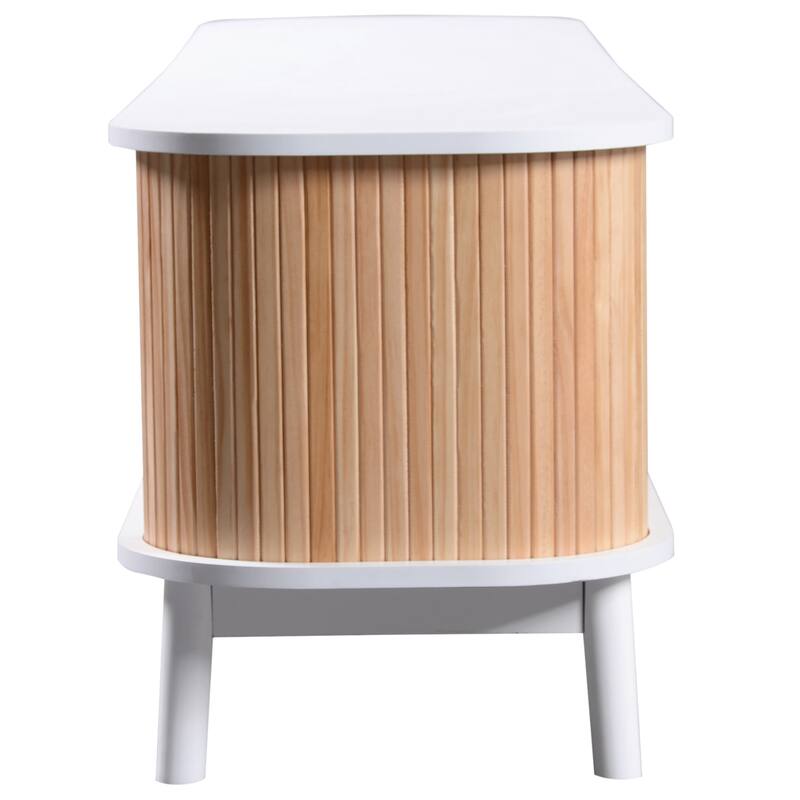 Rattan TV Stand Console Table with Storage Cabinets for TVs up to 75'' - 66.93" x 15.55" x 18.11"