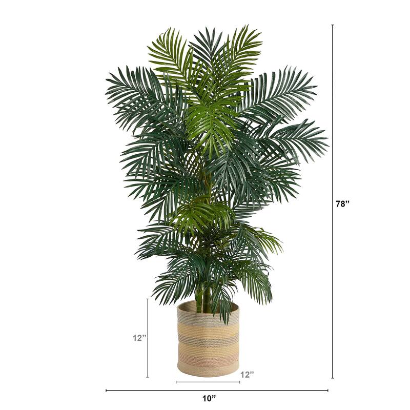 Artificial Palm Tree 6.5Ft Tree with Planter Indoor Outdoor Decor - Green