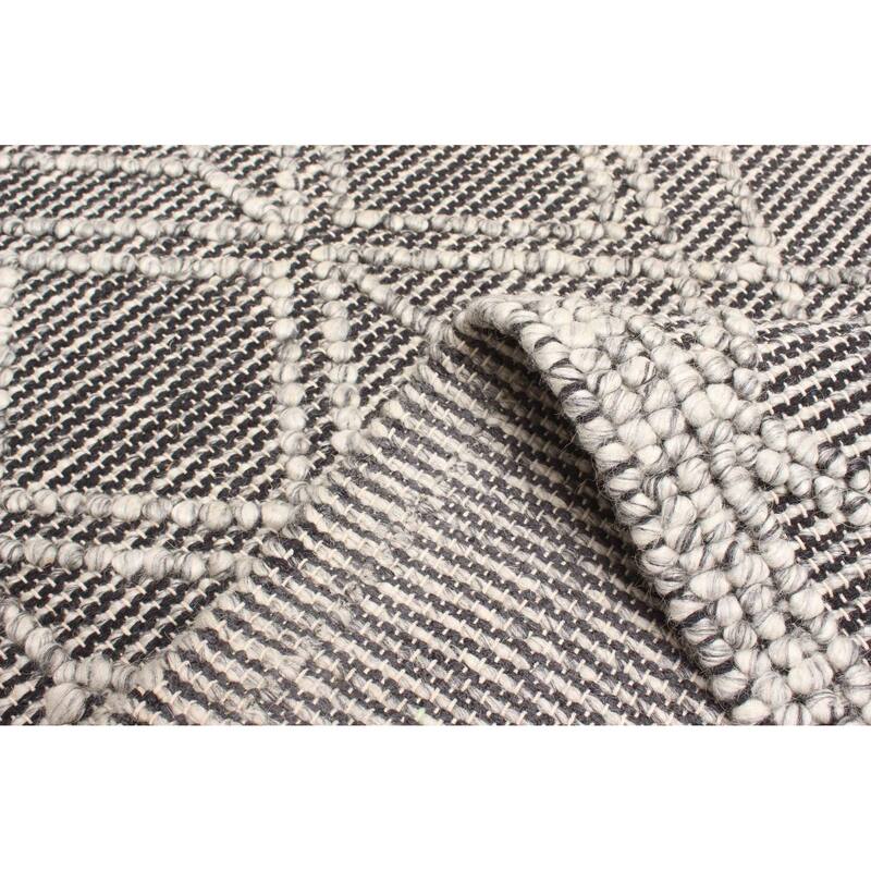 ECARPETGALLERY Braid weave Sienna Black Wool Rug - 5'0 x 7'8