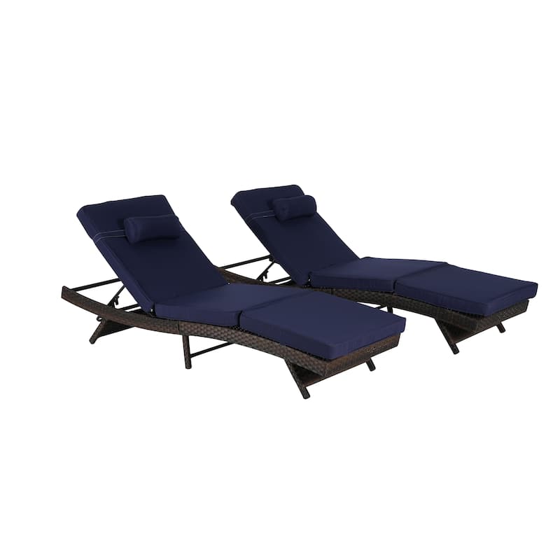 Outdoor Wicker Long Reclining Chair Set of 2