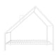 preview thumbnail 10 of 8, White Full Size Metal House Platform Bed with Roof and Charming Chimney