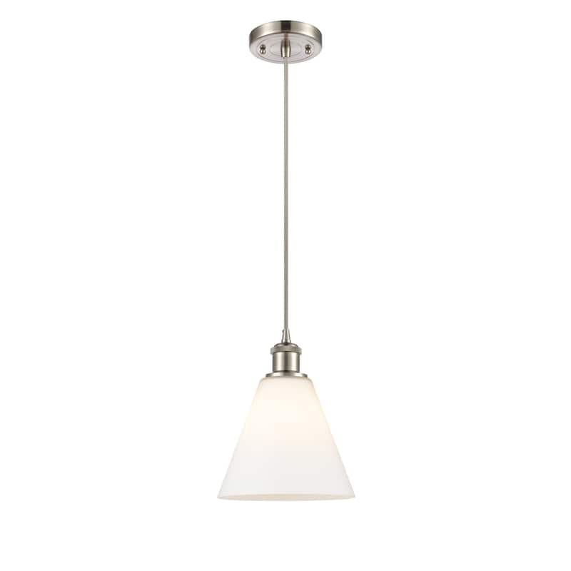 Innovations Lighting Ballston Berkshire 1 Light 8" Cord Hung Mini Pendant - Matte White/Brushed Satin Nickel