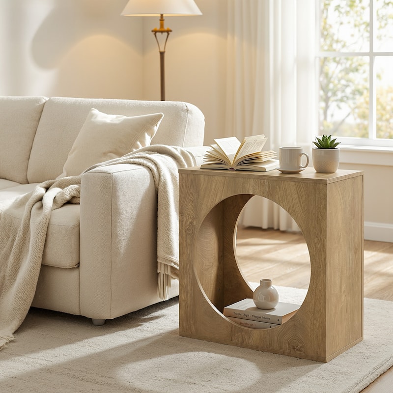 End Table for Living Room, Modern Side Table with Storage Shelf, Bedside Nightstand for Living Room, Bedroom