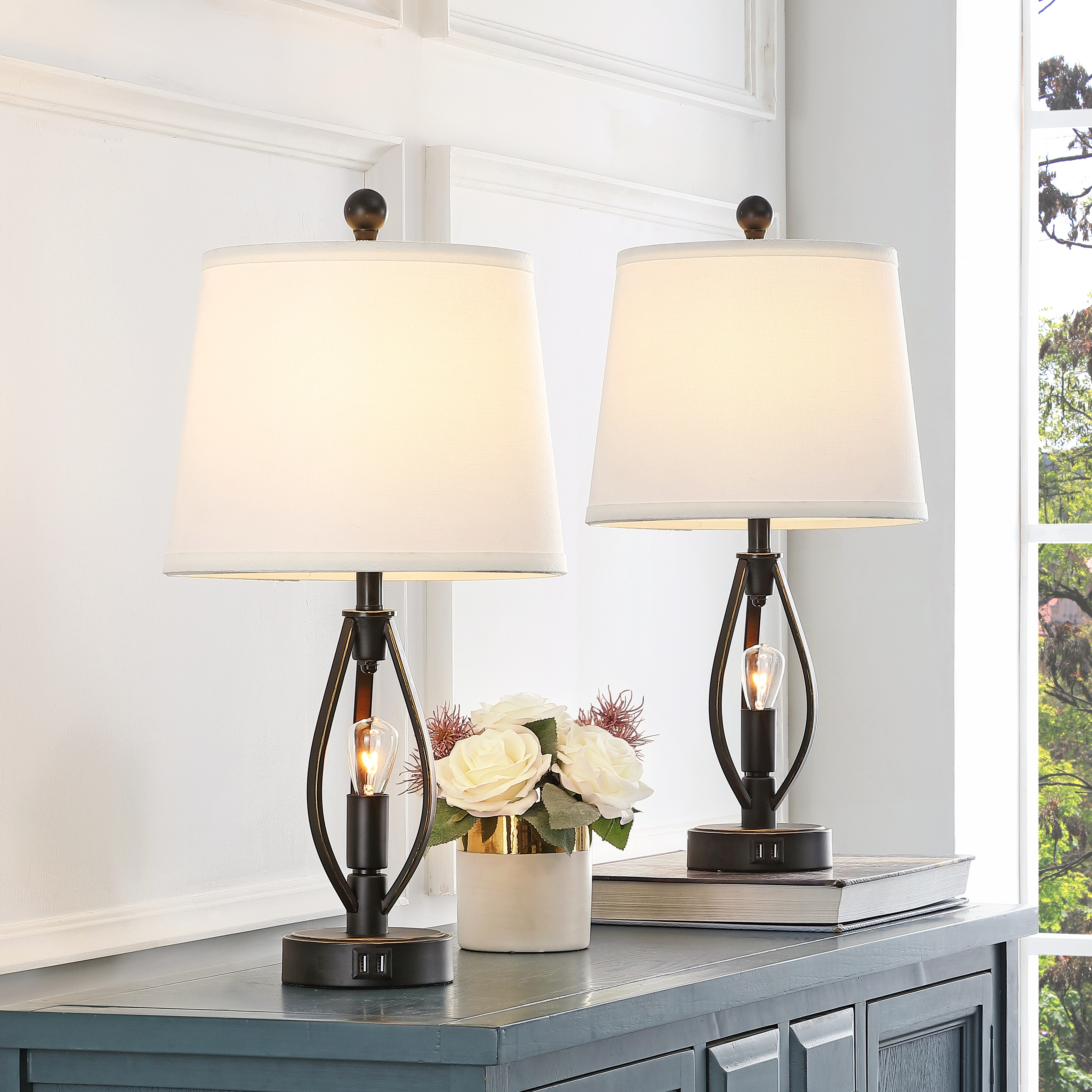 Farmhouse table lamps for living sales room