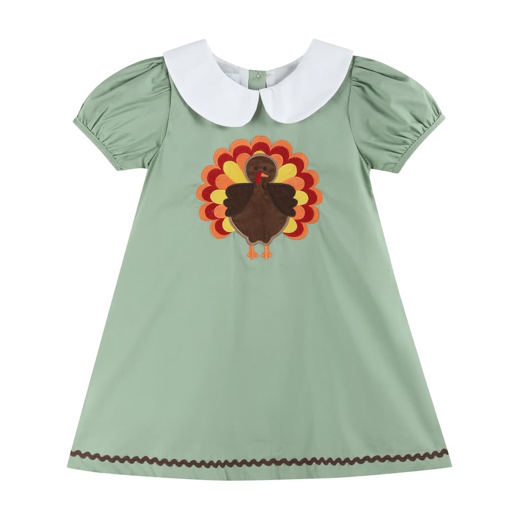 Lil Cactus Sage Green Turkey Collared Dress