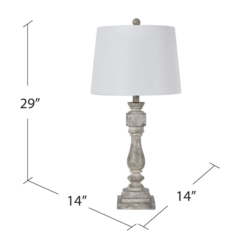 Ed Rustic Distressed Gray Table Lamp - 14"Rnd x 29"H
