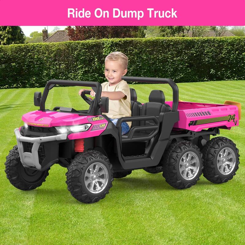 24V 2-Seater Ride-On Dump Truck For Kids With Remote Control - Pink