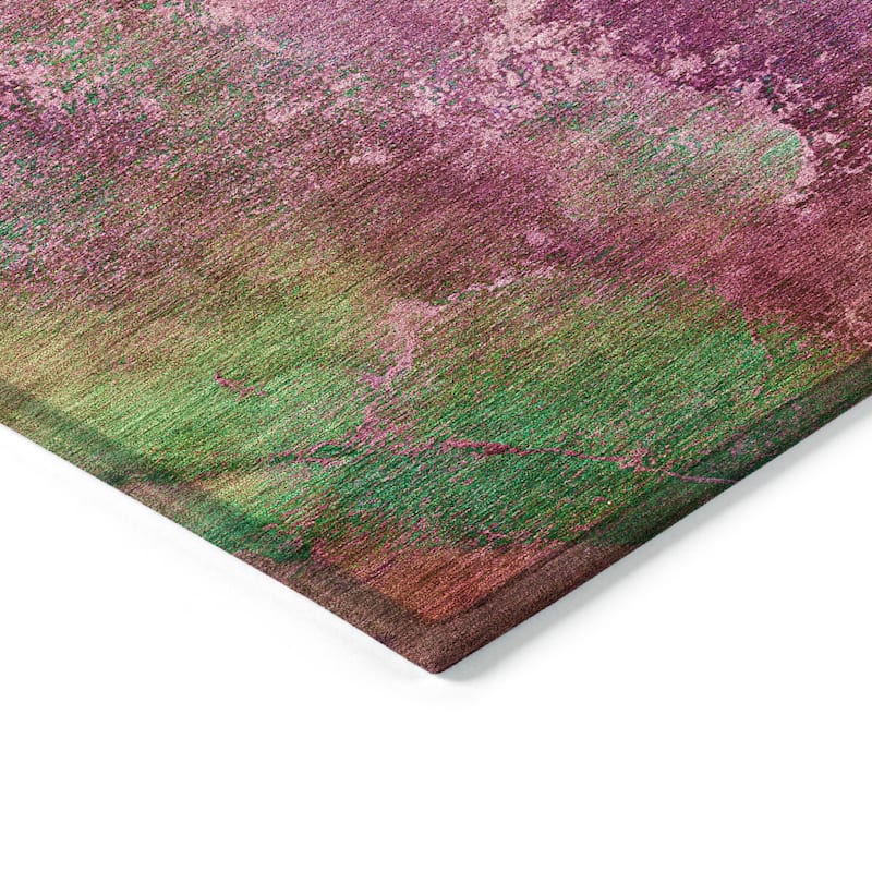 Machine Washable Indoor/ Outdoor Abstract Watercolor Chantille Rug