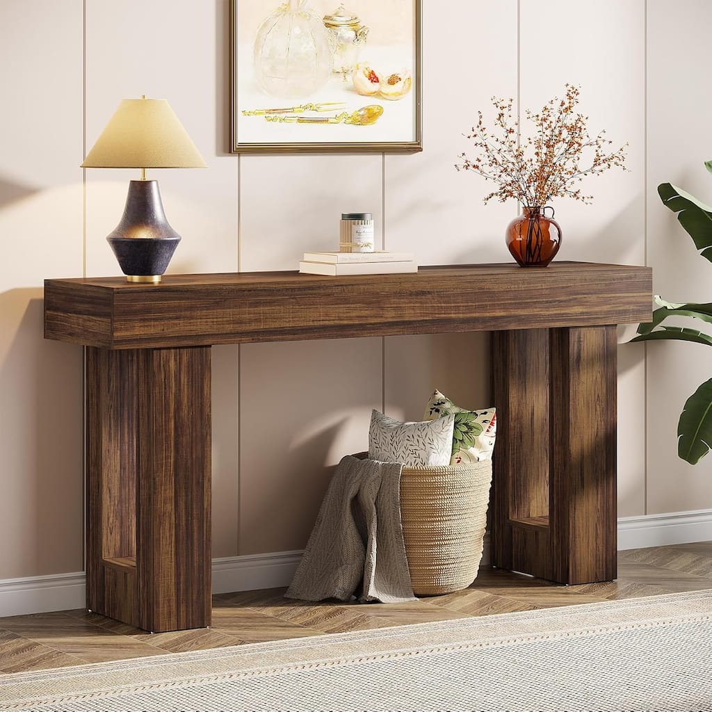 63" Long Farmhouse Rectangular Console Table for Living Room