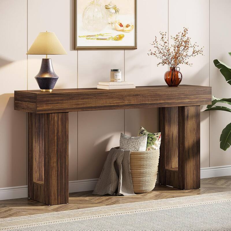 63" Wooden Console Table, Rectangular Sofa Table for Behind Couch, Entryway, HallwayLiving Room