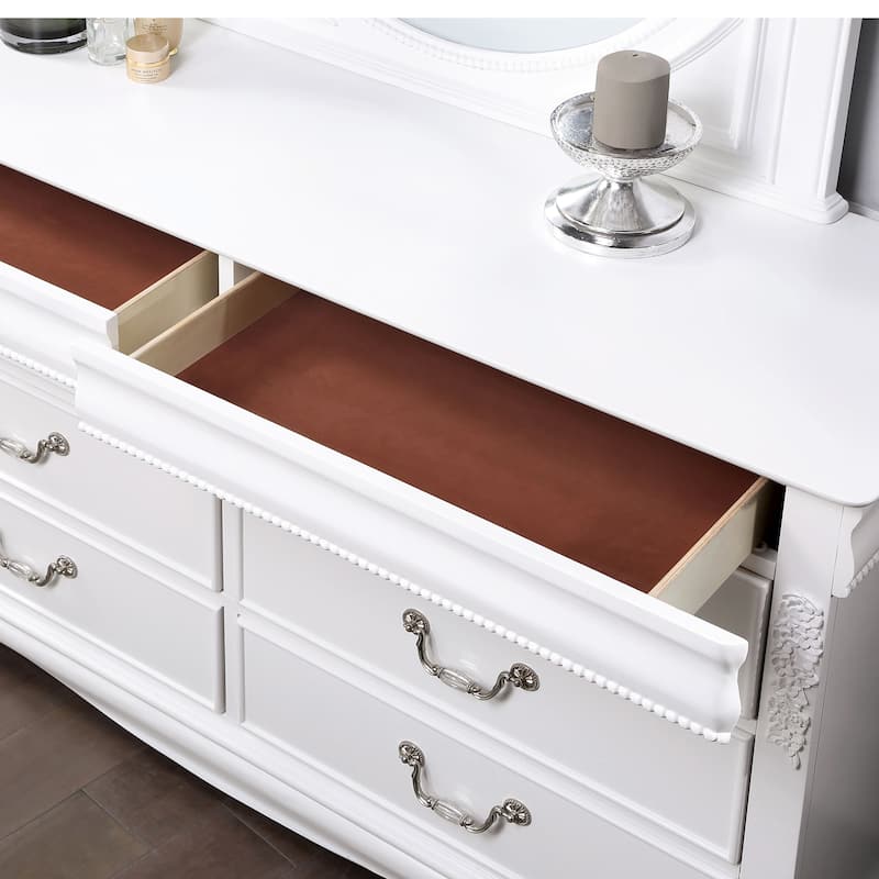 Furniture of America Pati Transitional White Wood 6-Drawer Dresser