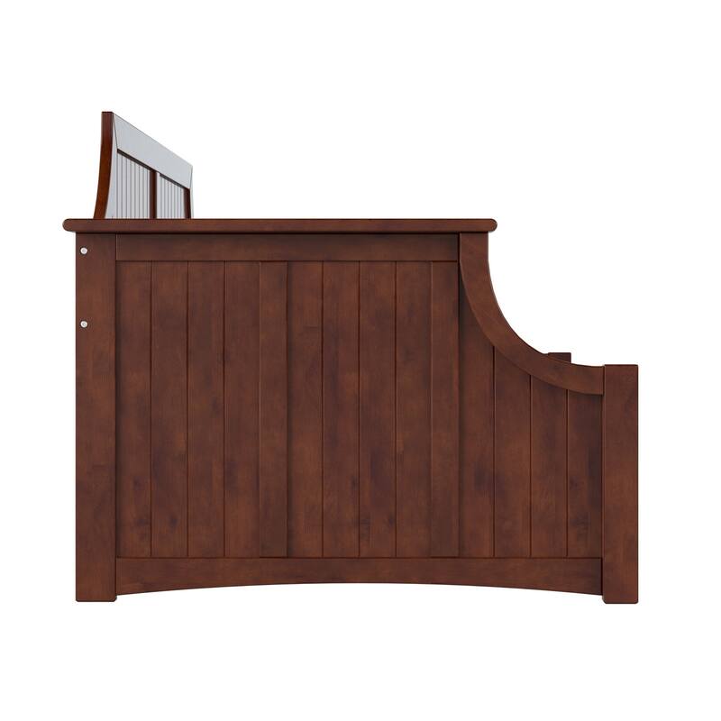Twin Daybed with Wood Frame - Walnut Finish, Curved Backboard, Day Bed for Living Room or Guest Room