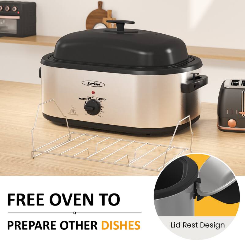 Roaster Oven, Electric Roaster with 3 Compartments