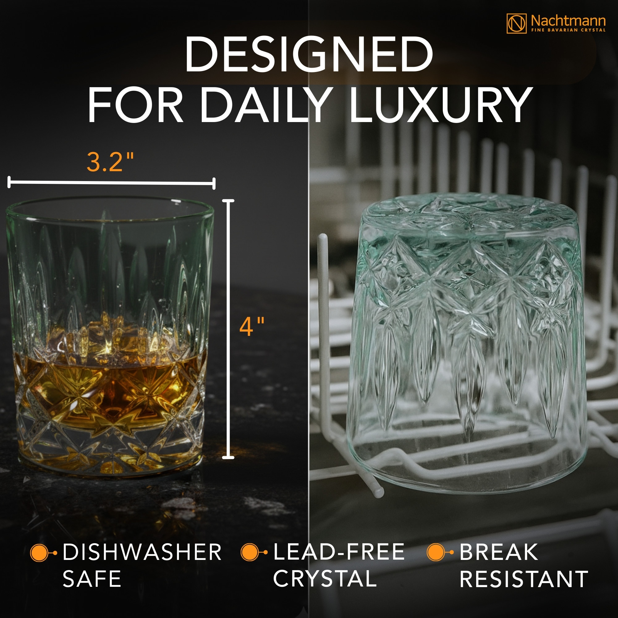 Nachtmann Noblesse Fine Crystal Glass Whiskey Tumbler Set of 2 - 11.4 oz - Bed Bath & Beyond