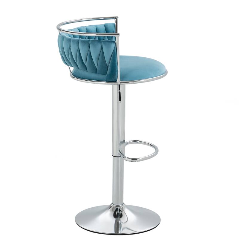 Modern Velvet Adjustable Swivel Bar Stools Set of 2