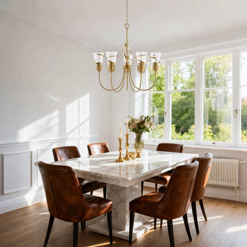 Parrot Uncle 26" Modern Gold 5-Light Dimmable Seeded Glass Chandelier