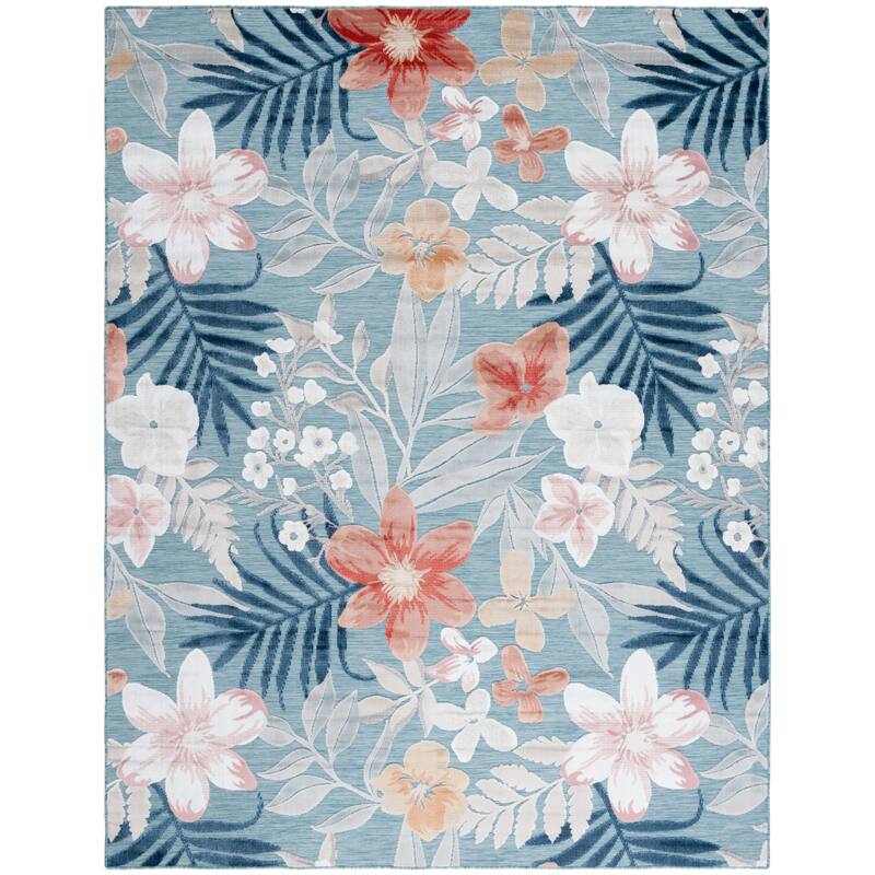 SAFAVIEH Cabana Indoor/ Outdoor Waterproof Transitional Rug - 11' x 15' - Aqua/Rust