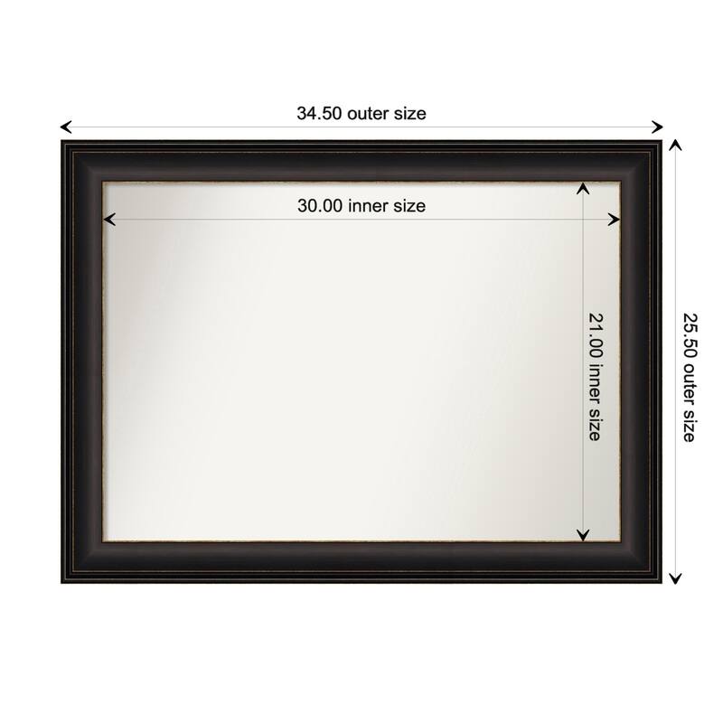 Trio Oil Rubbed Bronze Framed Non-Beveled Custom Wall Mirror, Bathroom Vanity Mirror - Outer Size: 34.5 x 25.5