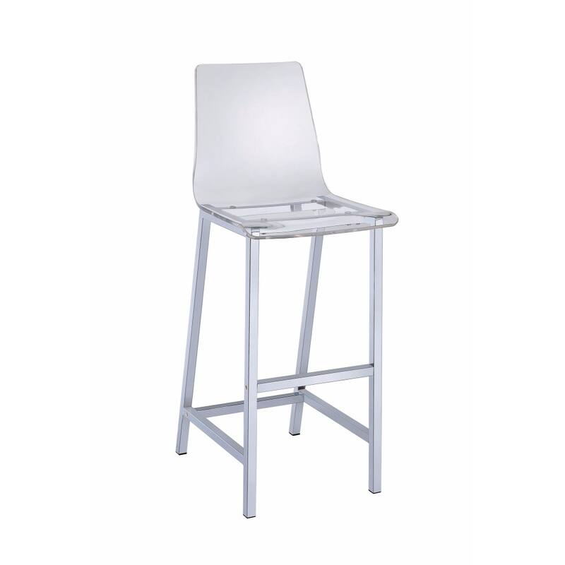 Elegant Acrylic Bar Height Stool with Chrome Base - 46 H x 17 W x 21 L Inches