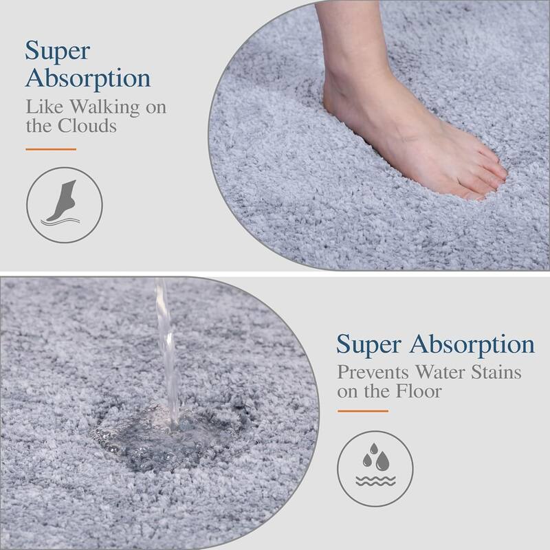 Bathroom Rug Non Slip Bath Mat for Bathroom, Water Absorbent Soft Microfiber Shaggy Bathroom Mat Machine Washable Bath Rug