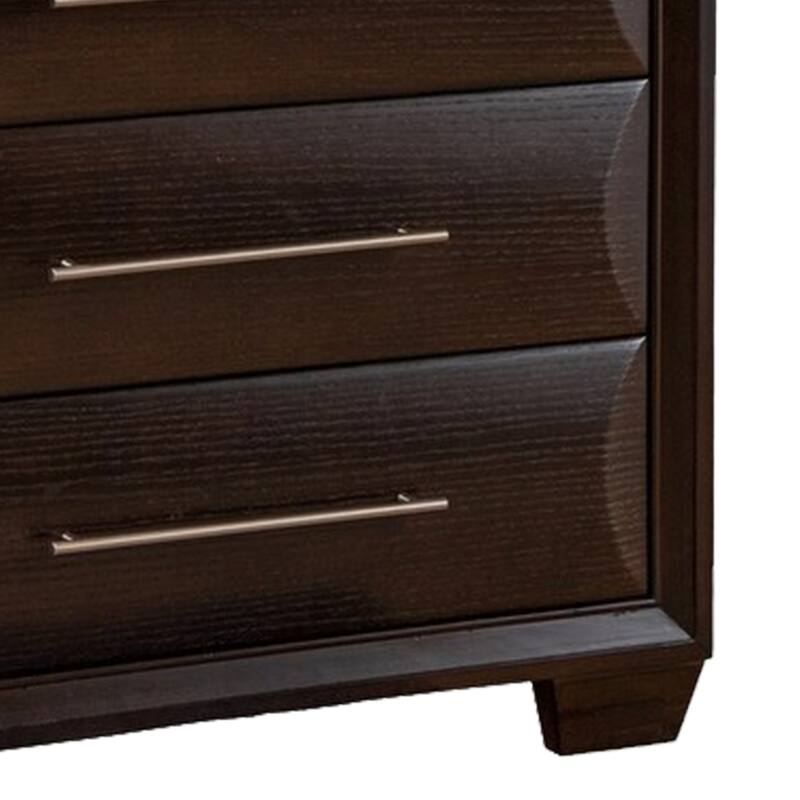 Nitz Tall Dresser Chest, 5 Drawers, Espresso Brown Solid Wood