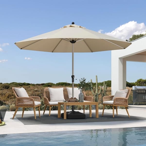 slide 2 of 10, PURPLE LEAF 4-Piece Wicker Outdoor Patio Furniture Set Aluminum Rattan Sofa Brown